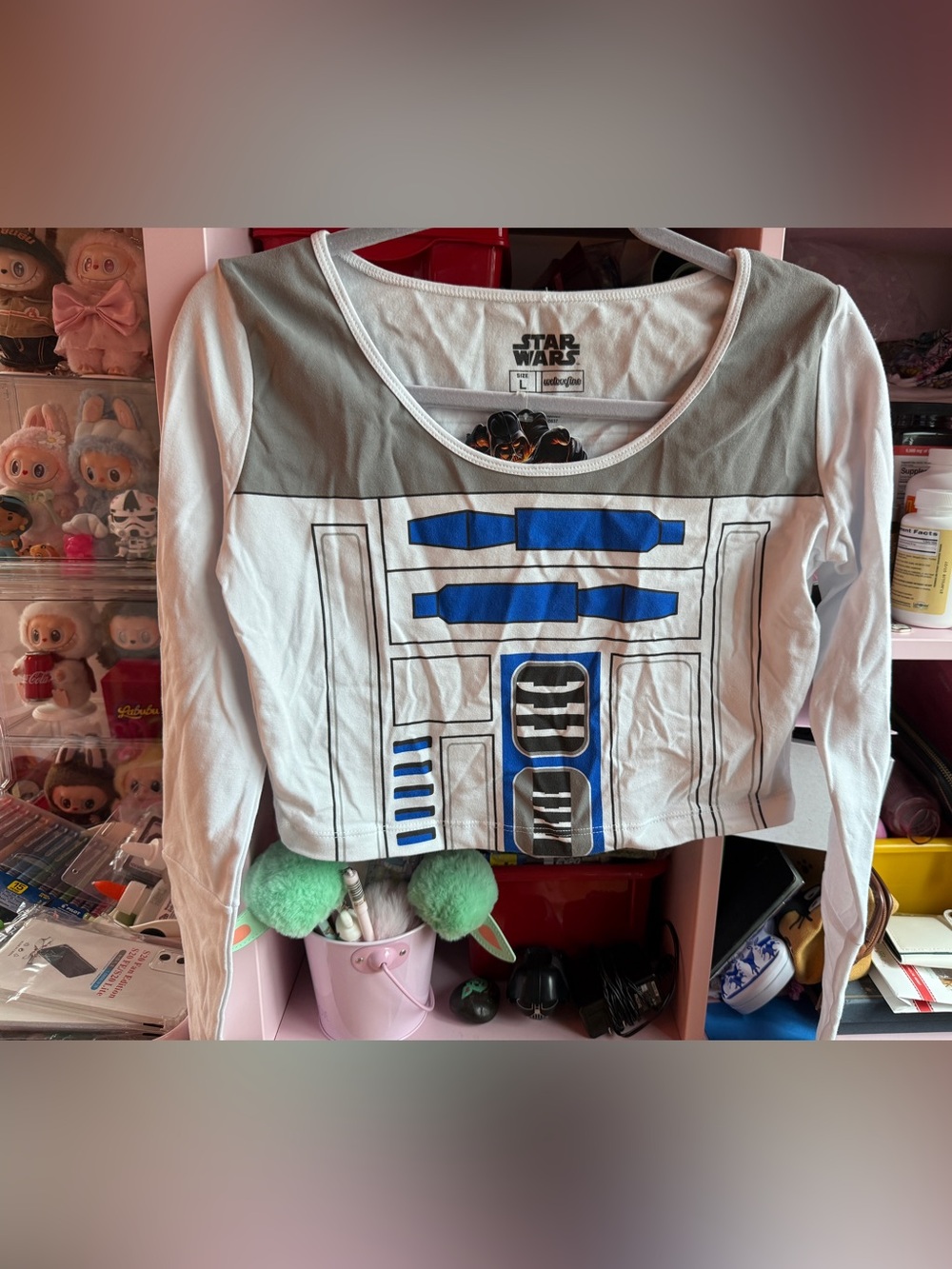 Star Wars R2-D2 Long Sleeve Crop Top WeLoveFine Size Large NWT Licensed